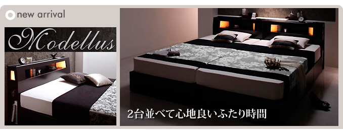 モダンライト・コンセント収納付きベッド【Modellus】モデラス