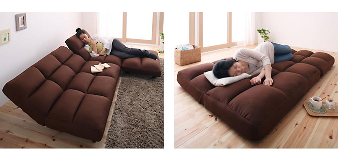 14段階 リクライニング ソファー 幅116cm ブラウン低反発ウレタン 完成