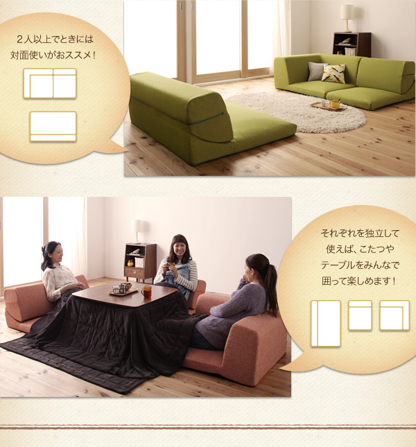 カウチにもなるこたつ対応フロアコーナーソファ【SLW カウチにもなるこたつ対応フロアコーナーソファ【SLW