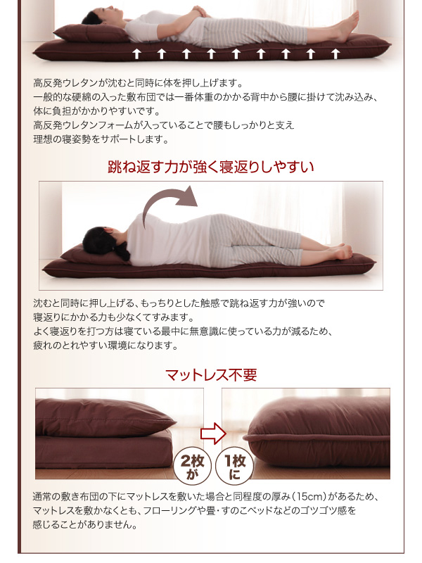 布団6点セット（ボリューム敷き布団タイプ）【FLR・高反発タイプ
